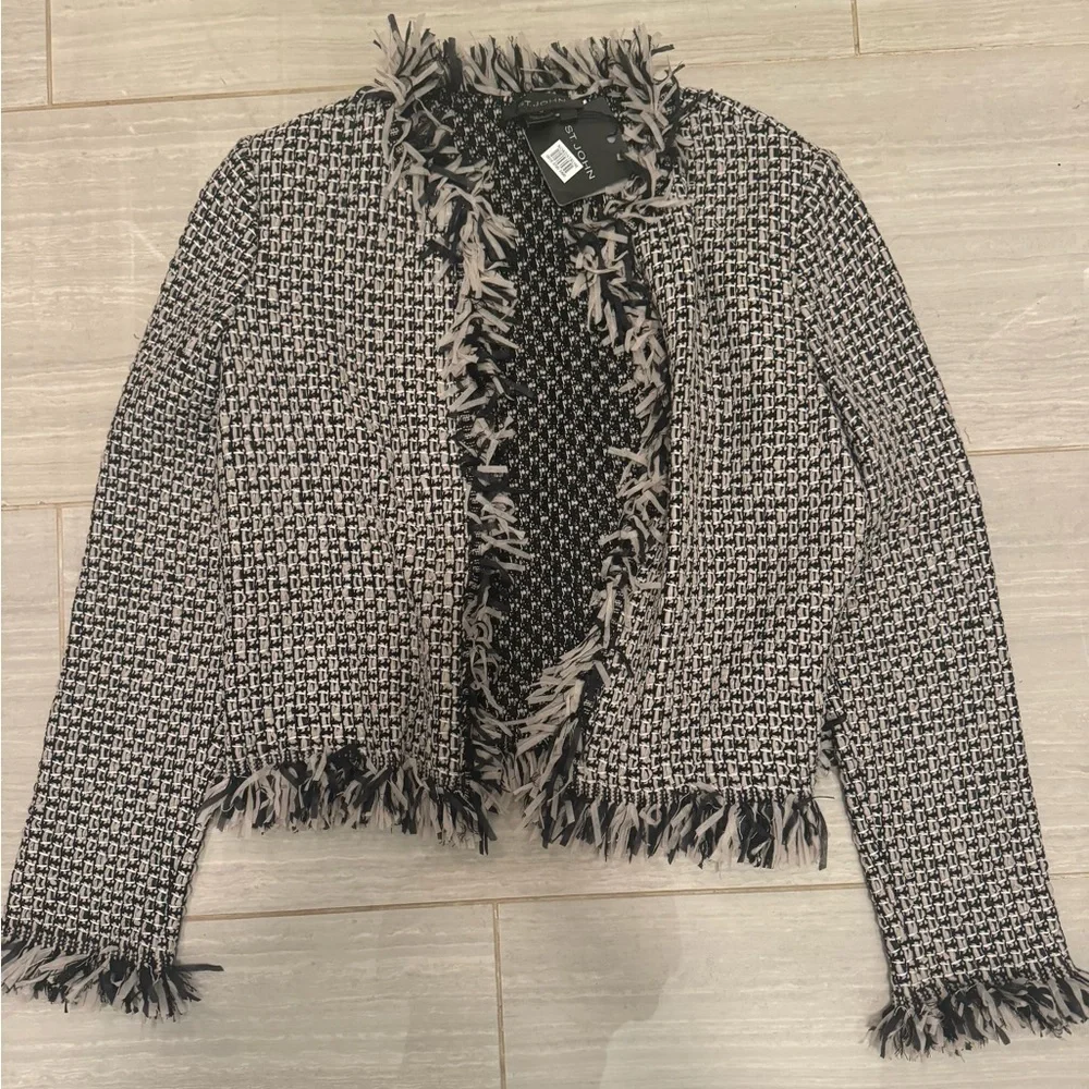 St. John- NWT Cashew and Caviar Multi Tweed Longsleeve Fringe Dinner Jacket